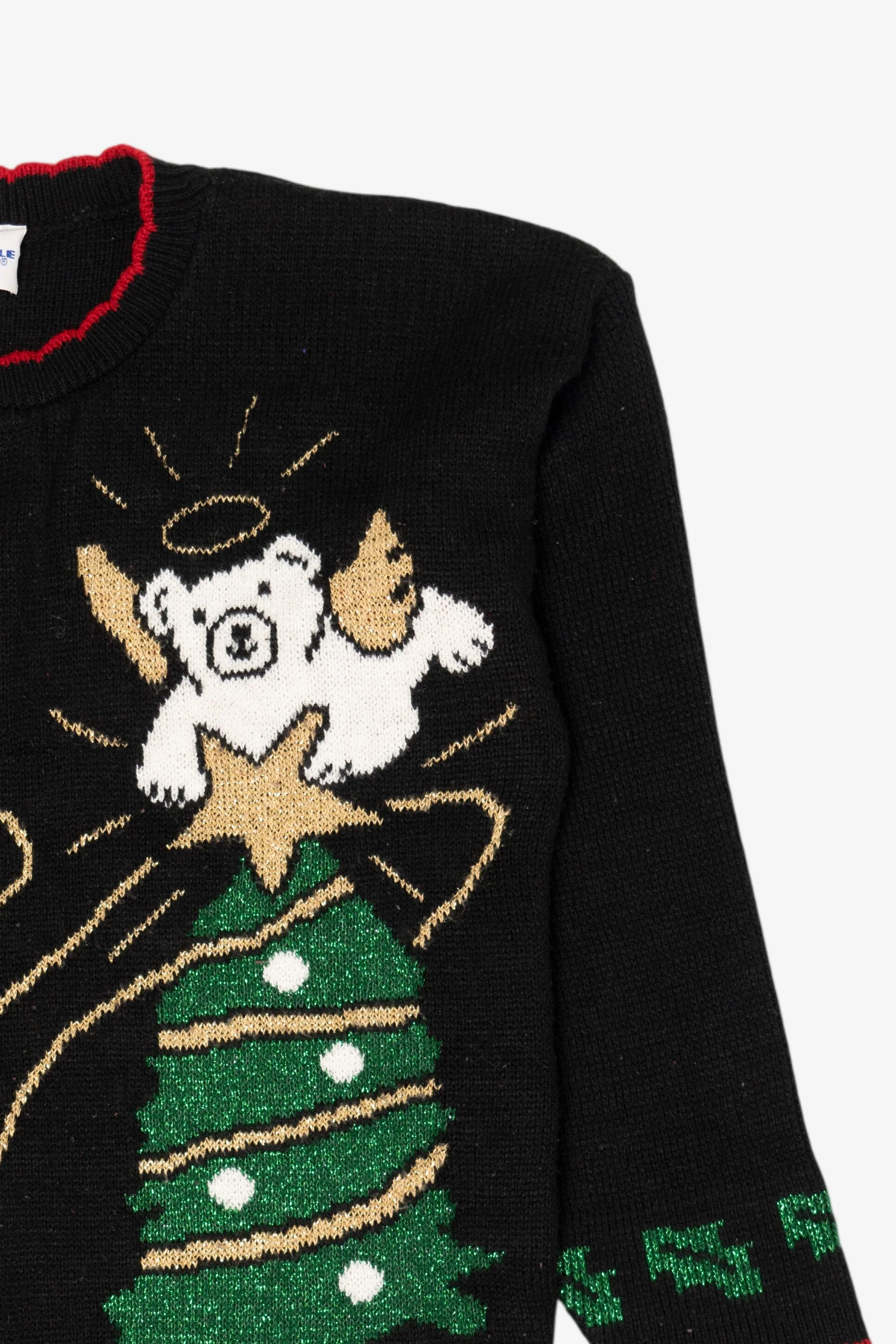 Vintage Black J.J Poole Angel Bears Ugly Christmas Pullover (1990s) - Image 8