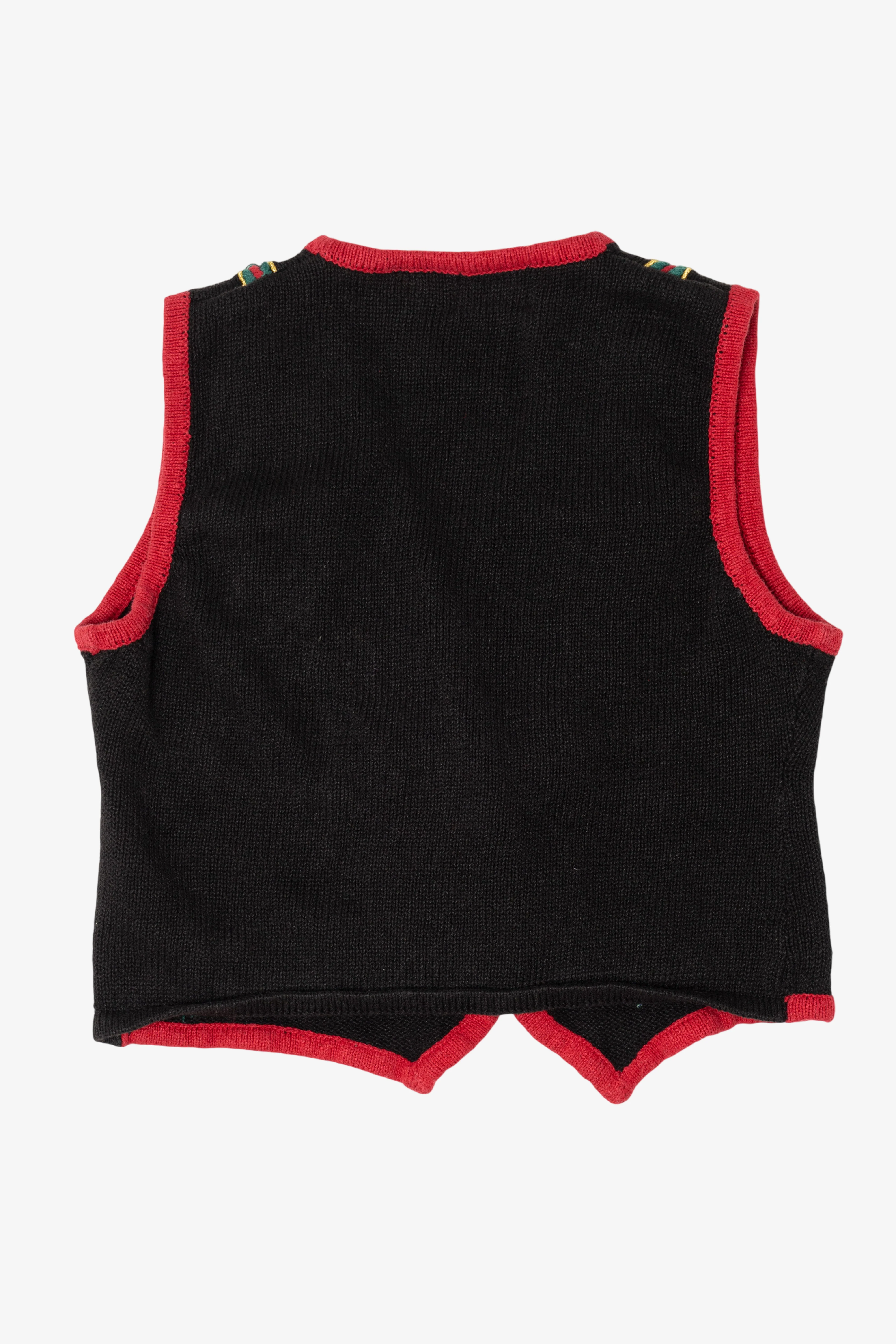 Vintage Black Kathie Lee Poinsettias Ugly Christmas Vest (1990s) - Image 2