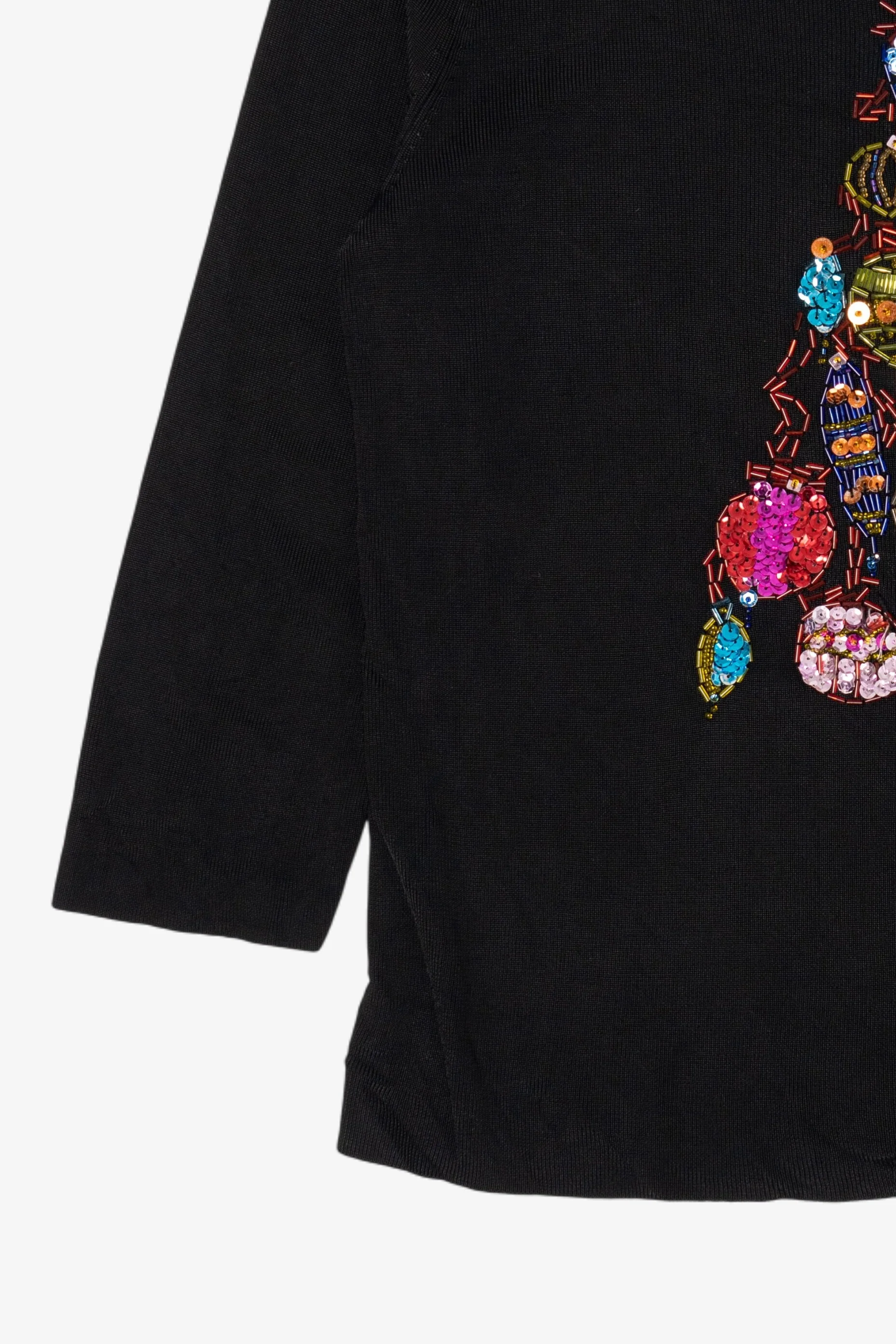 Vintage Black Lucia Burns Ornament Tree Ugly Christmas Pullover (2000s) - Image 8