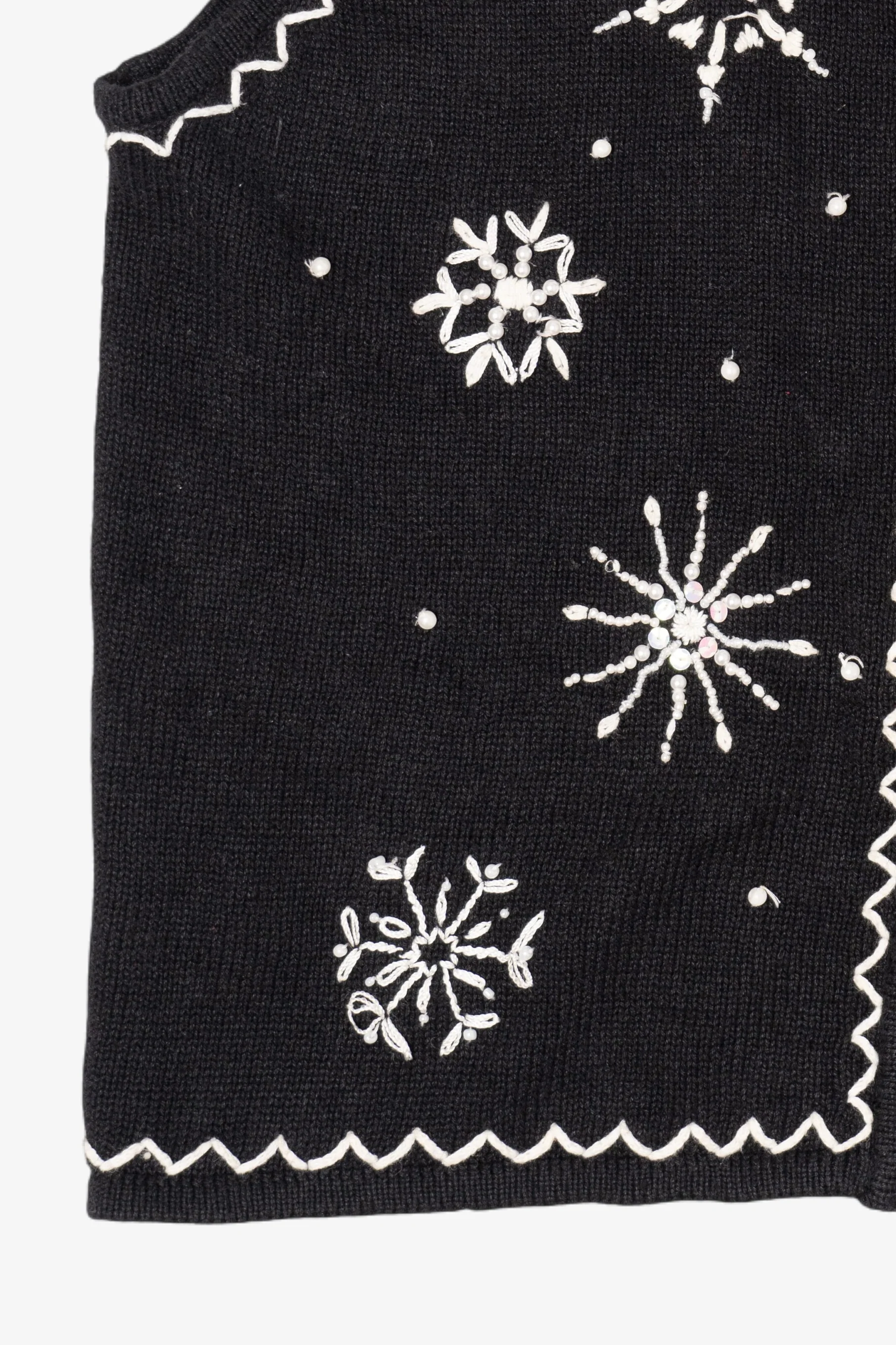 Vintage Black Mercer Street Snowflakes Ugly Christmas Vest (1990s) - Image 7
