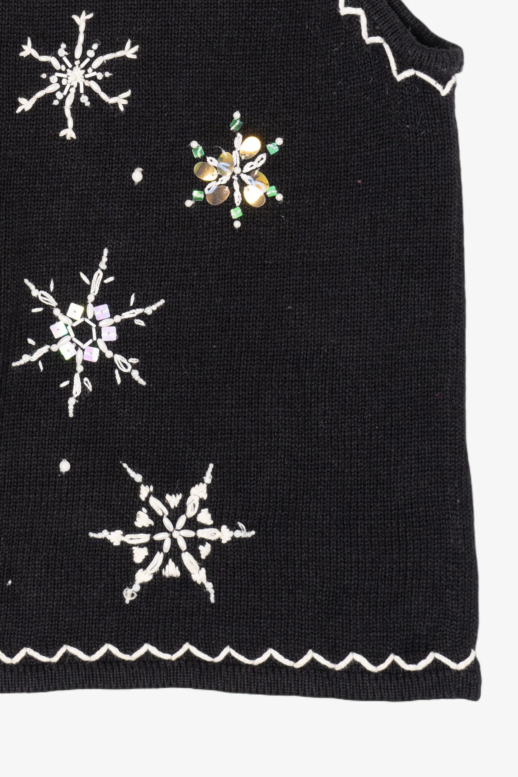 Vintage Black Mercer Street Snowflakes Ugly Christmas Vest (1990s) - Image 8