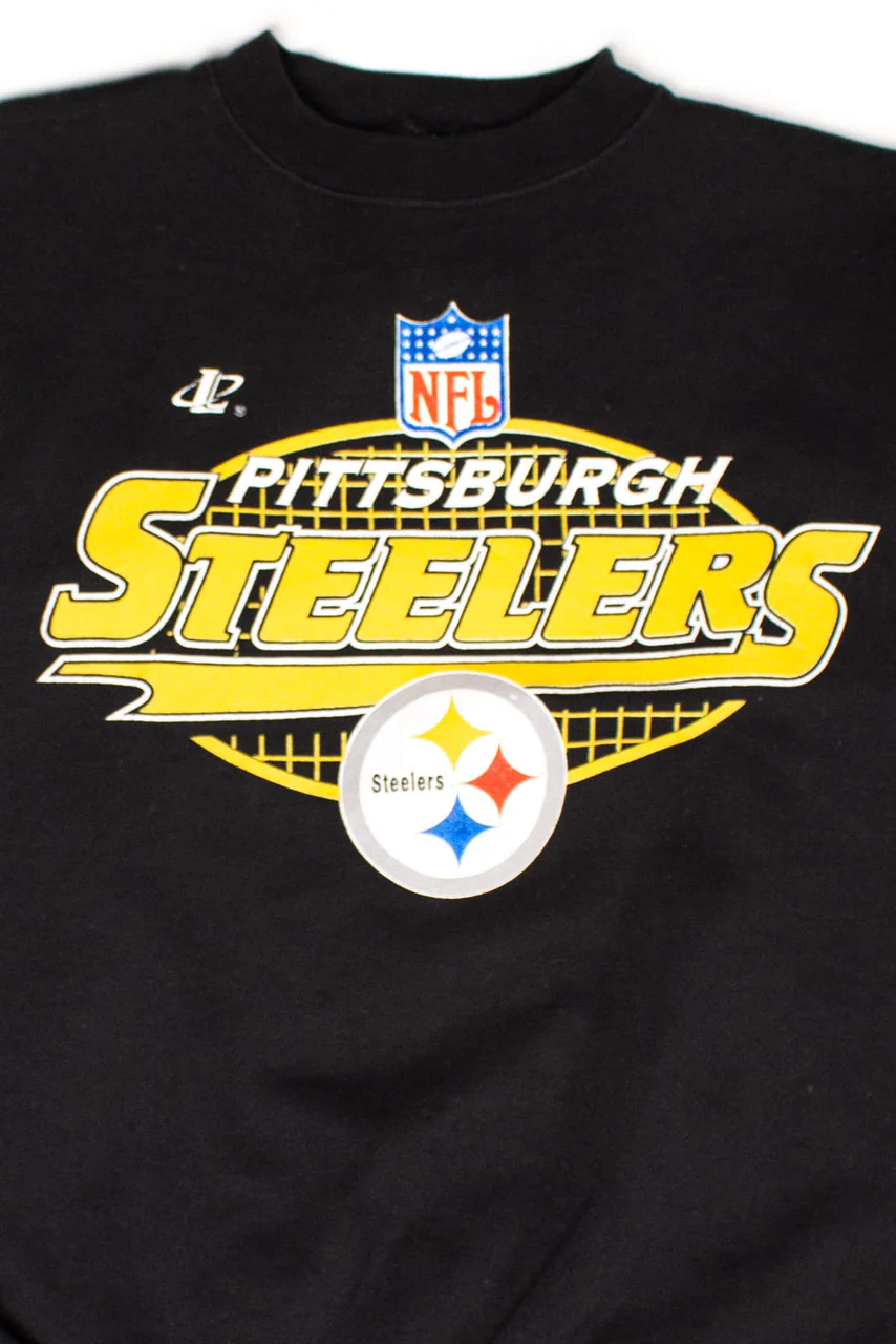 Vintage Black Pittsburgh Steelers Script Logo Sweatshirt (1990s)