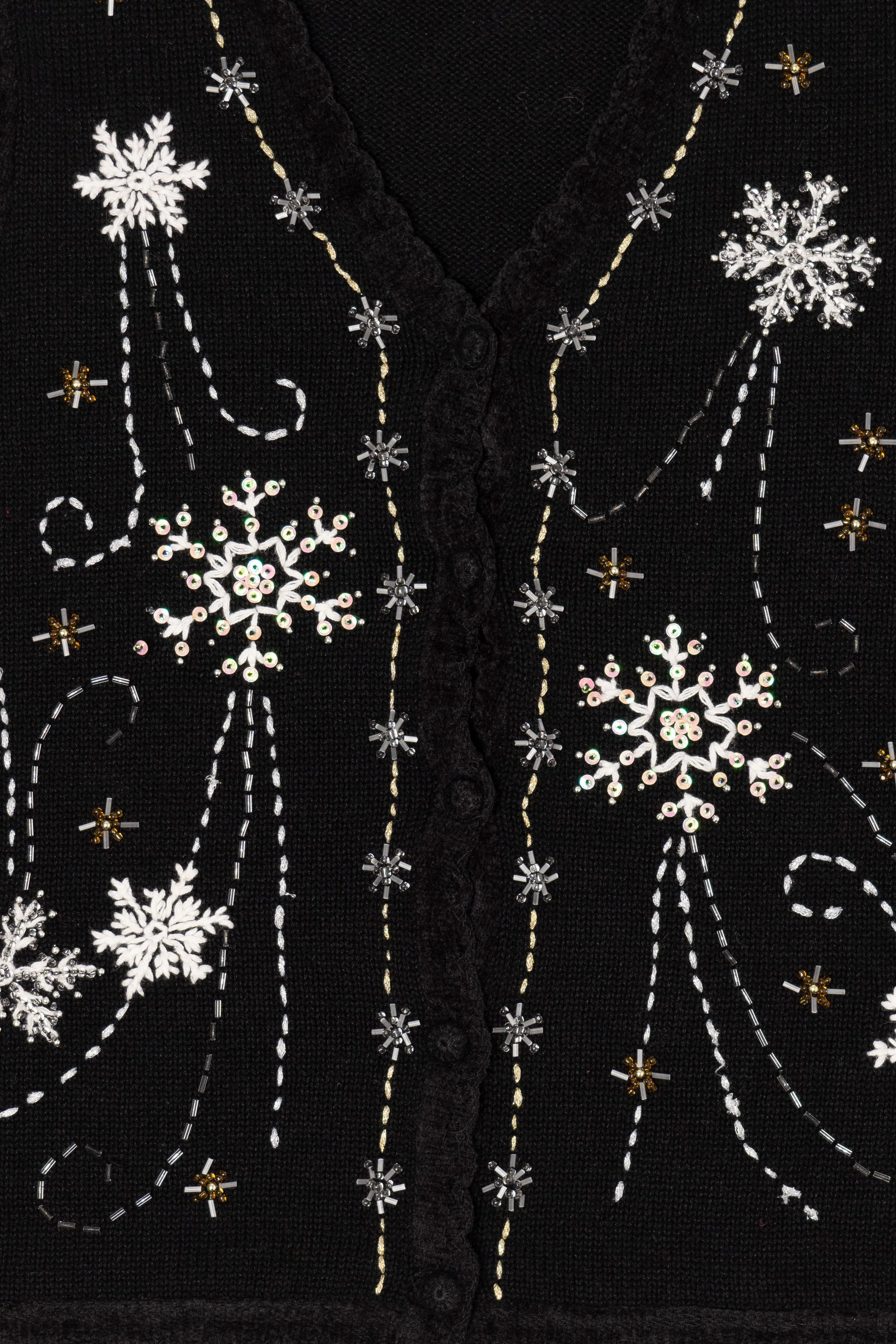 Vintage Black Reference Point Snowflakes Ugly Christmas Vest (1990s) - Image 3