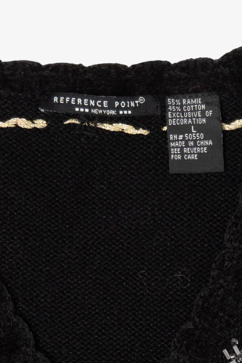 Vintage Black Reference Point Snowflakes Ugly Christmas Vest (1990s) - Image 4