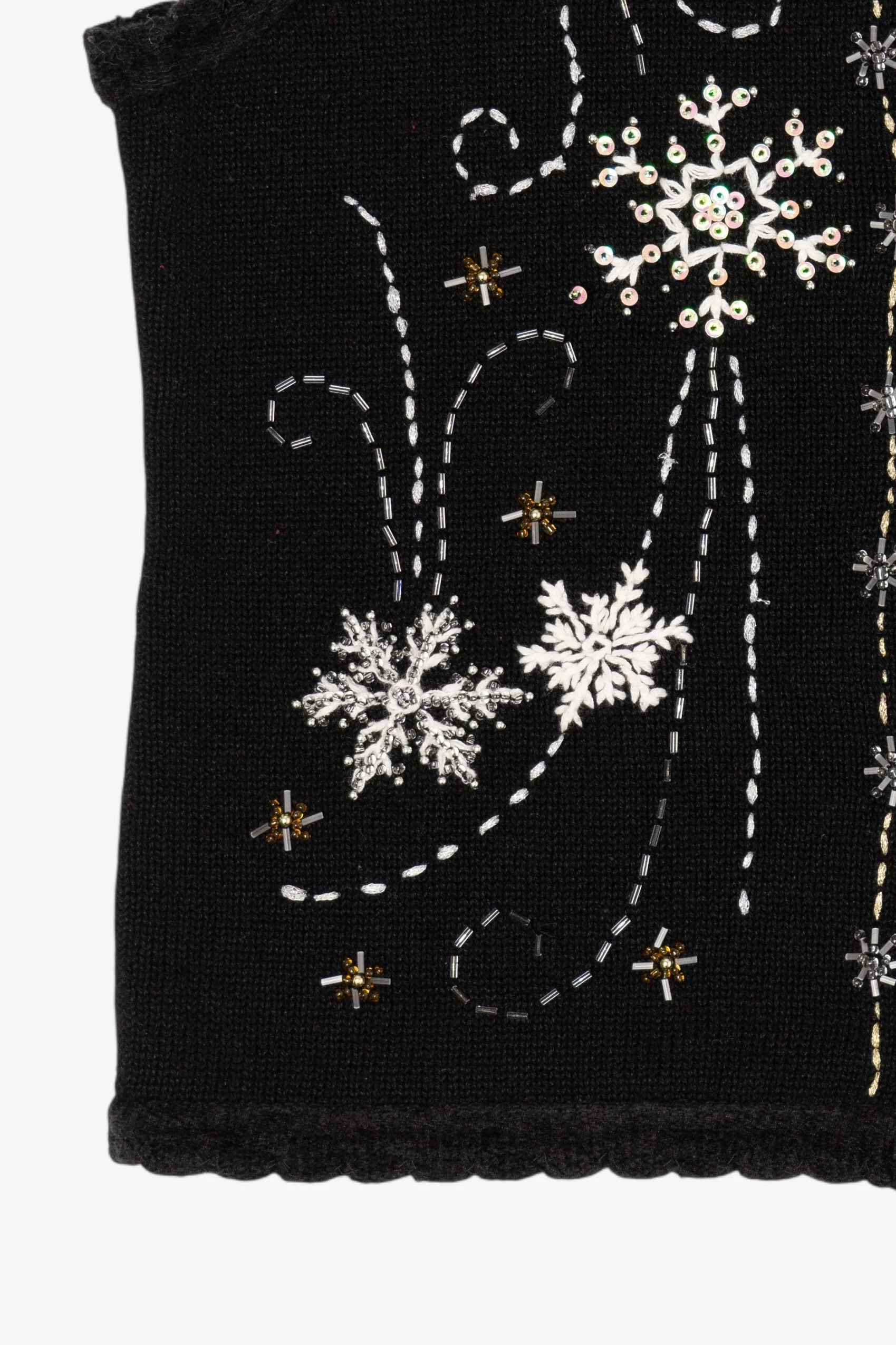 Vintage Black Reference Point Snowflakes Ugly Christmas Vest (1990s) - Image 8
