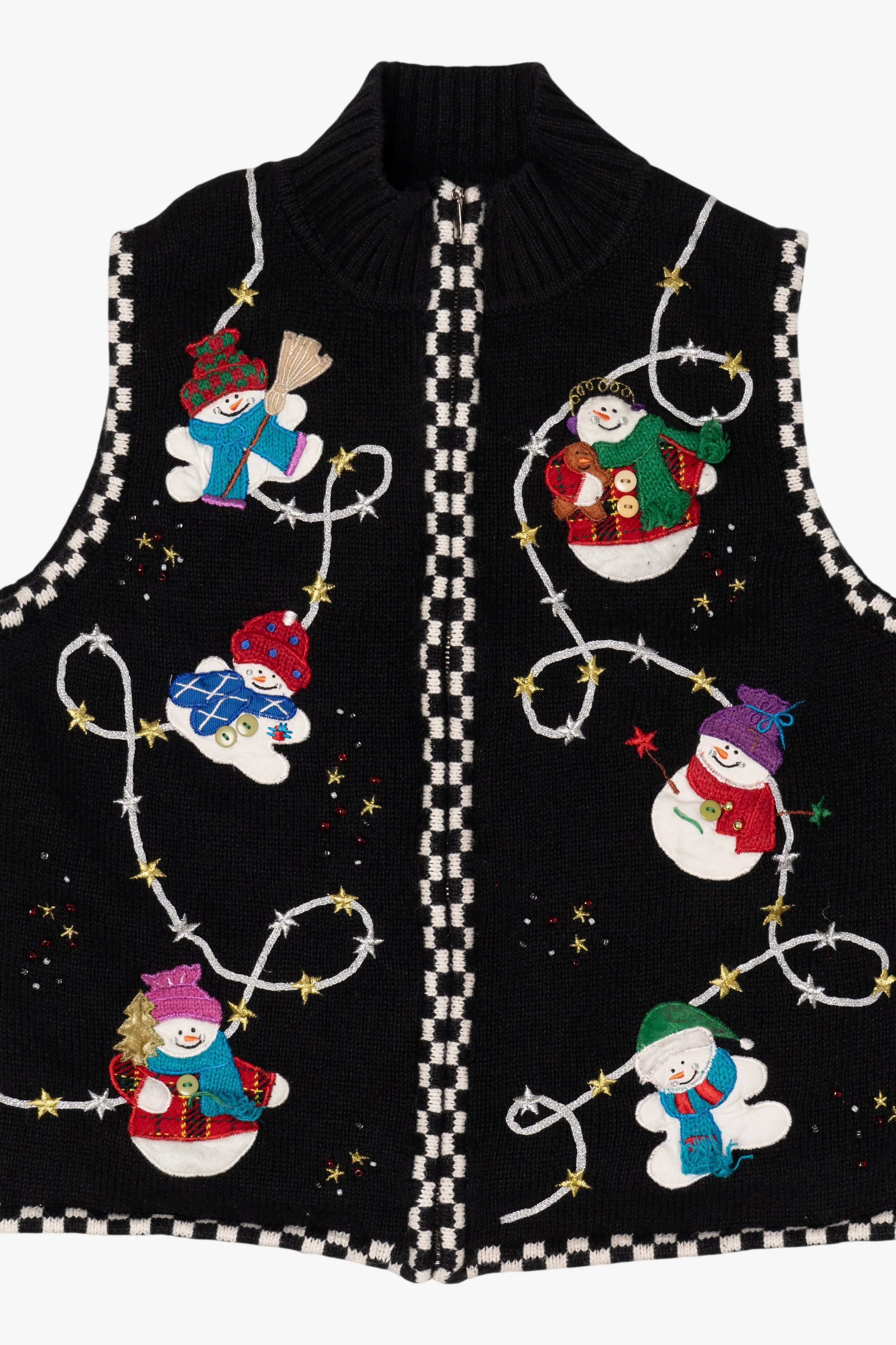Vintage Black Segue Snowmen Ugly Christmas Vest (1990s) - Image 6