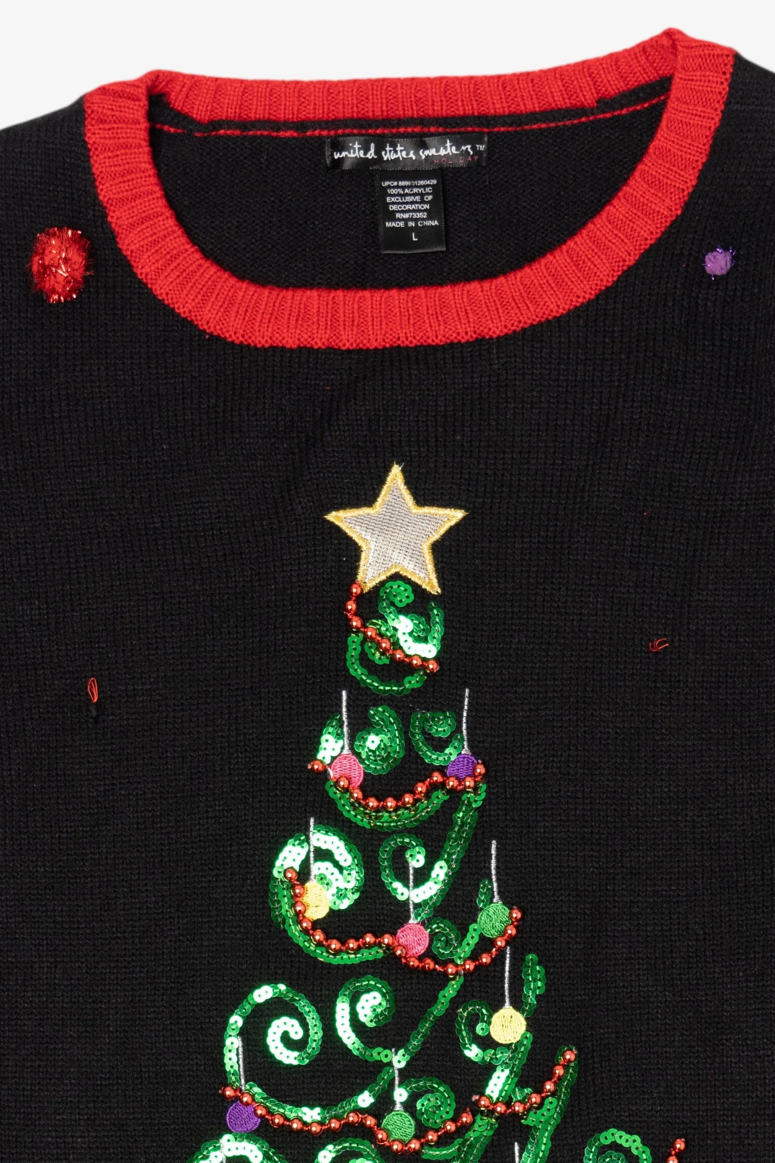 Vintage Black United States Sweater Trees Ugly Christmas Pullover (2000s) - Image 6