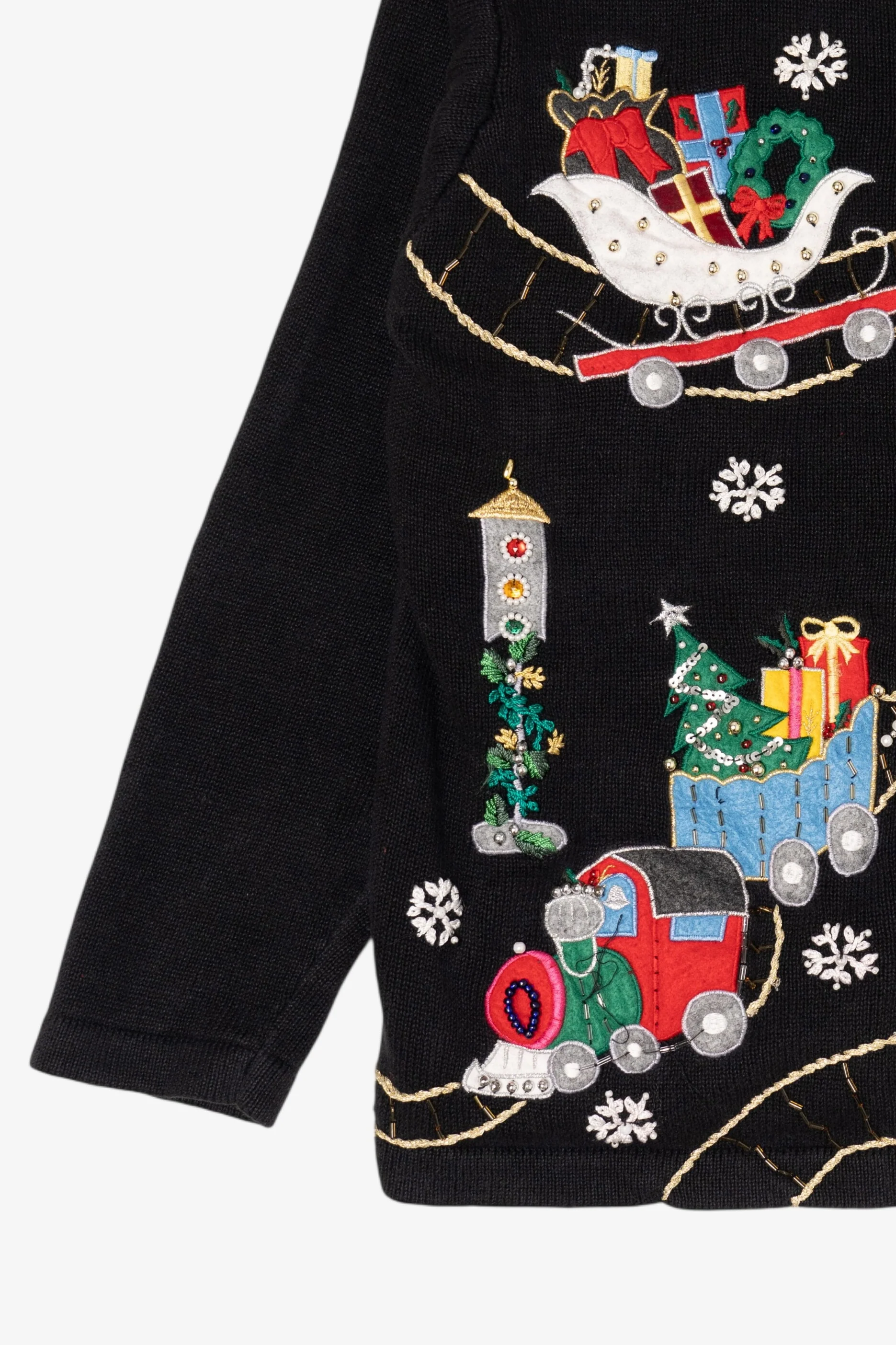 Vintage Black Victoria Jones Ugly Christmas Cardigan (1990s) - Image 8