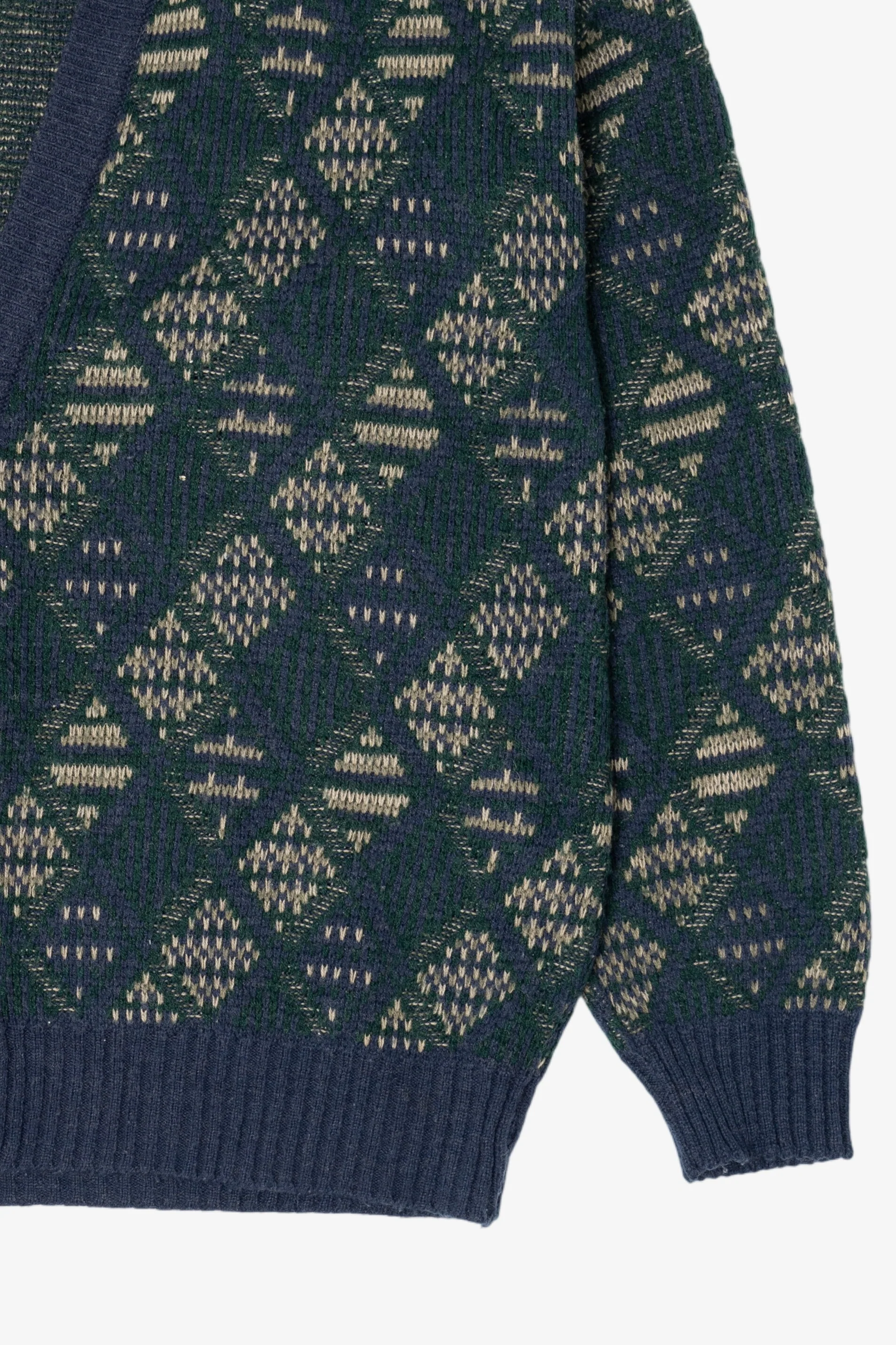 Vintage Blue Diamond Pattern Claybrooke Cardigan Sweater (1980s) - Image 9