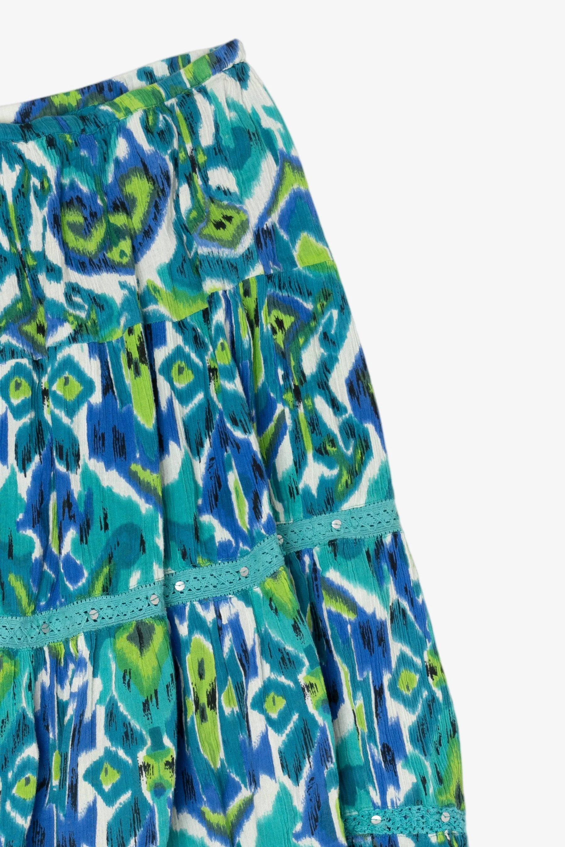 Vintage Blue Notations Tiered Maxi Skirt (1990s) - Image 6