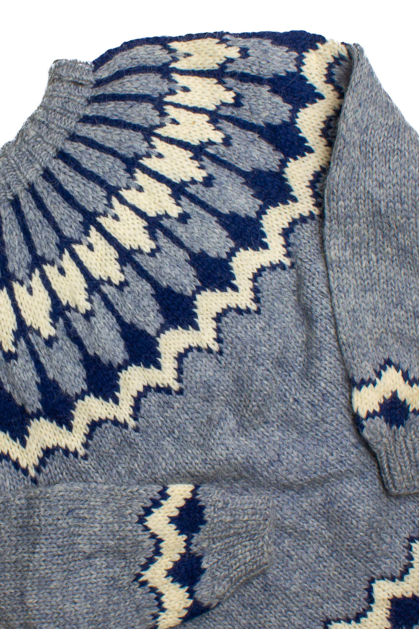 Vintage Blue Patterned  80s Sweater 4155