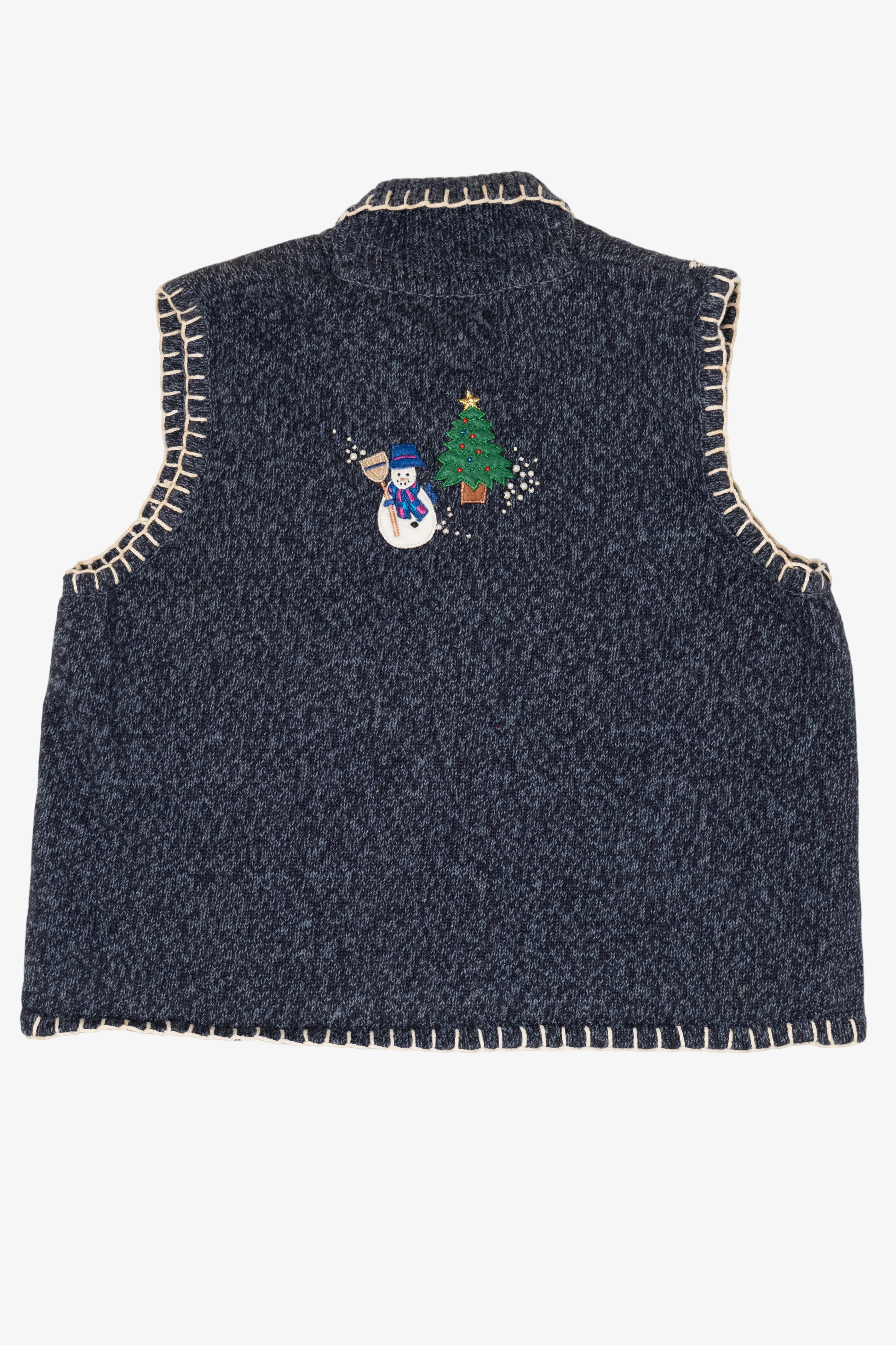 Vintage Blue Sun Li Joy Snowmen Ugly Christmas Vest (1990s) - Image 2