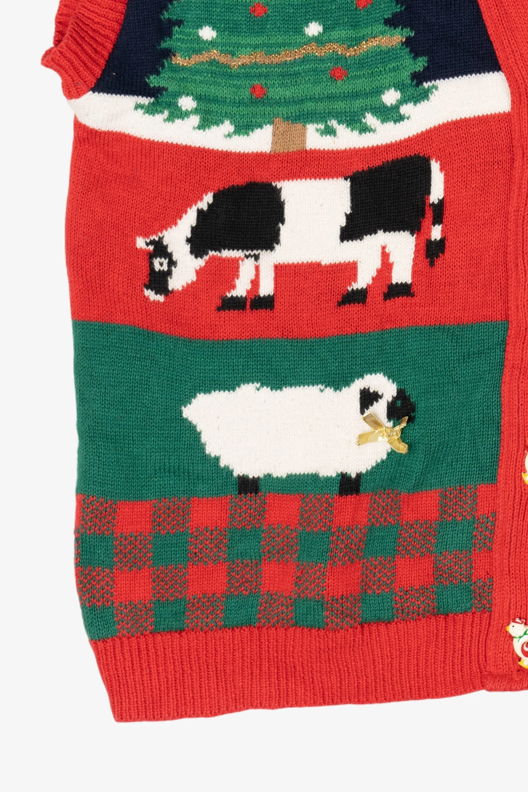 Vintage Blue Sweater Holiday Farm Loft Ugly Christmas Vest (1990s) - Image 9