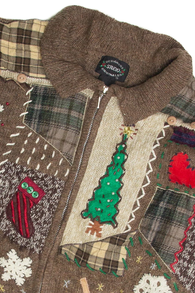 Vintage Brown Ugly Christmas Cardigan 60897