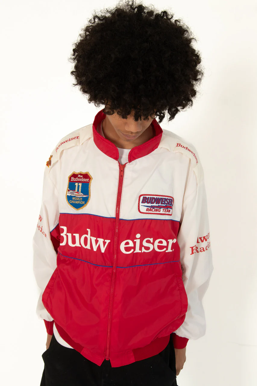 Vintage Budweiser Racing "Miss Budweiser" World Champion Patch Lightweight Jacket - Image 7