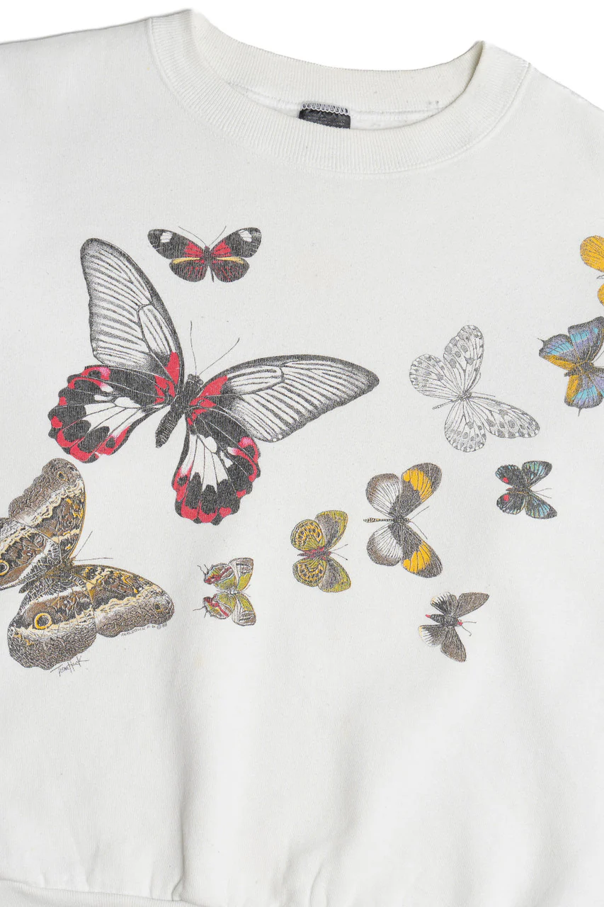 Vintage Butterfly Front/Back Print Screen Stars Sweatshirt (1980s) - Image 3