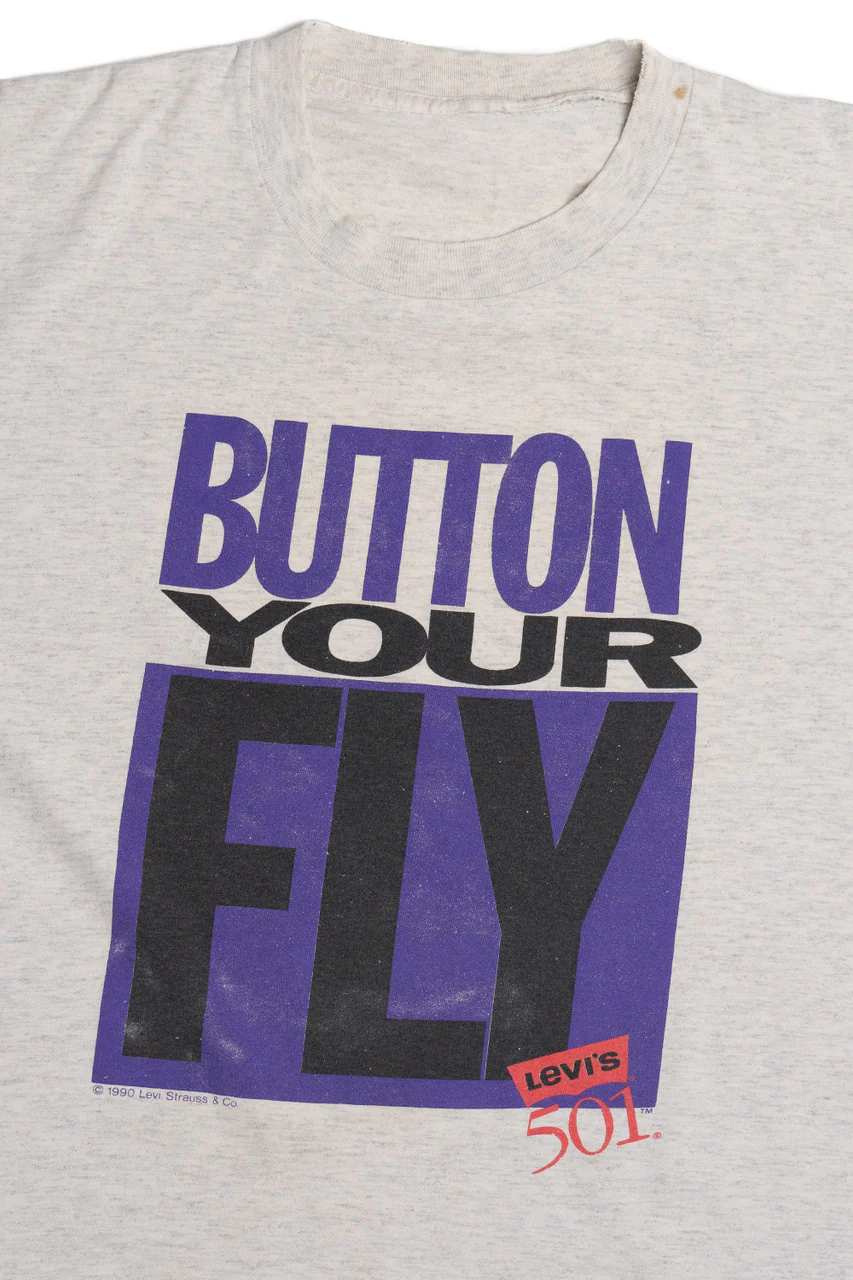 Vintage "Button Your Fly Levi's 501" T-Shirt - Image 2