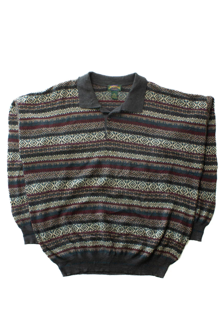Vintage Cambridge Classics Polo Collar 80s Sweater - Image 3