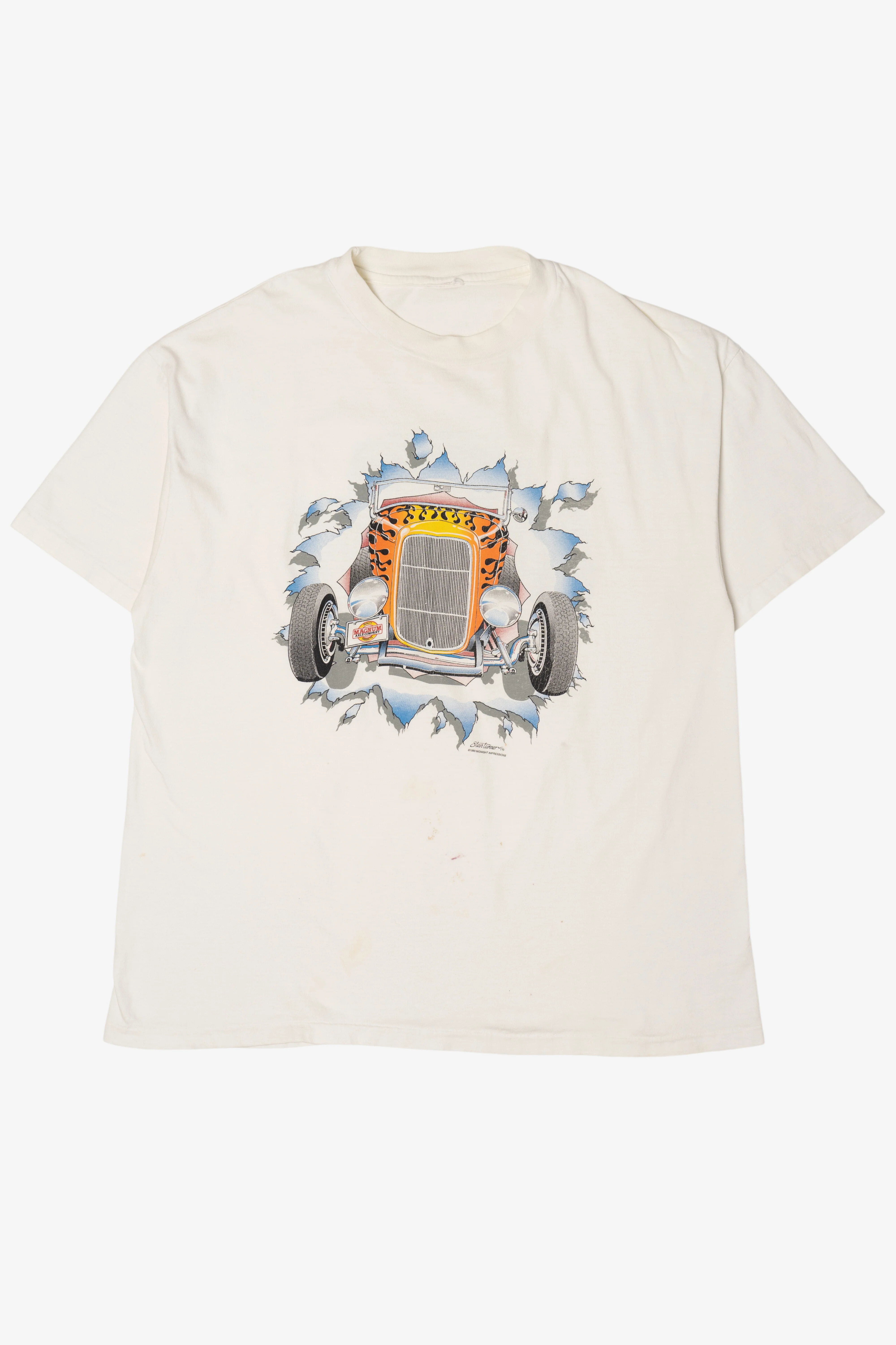 Vintage Hot Rod Car Drive-Through Front/Back Print T-Shirt (1990s)