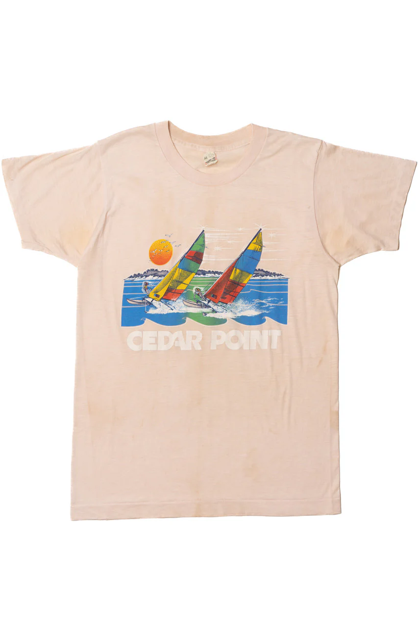 Vintage "Cedar Point" Windsurfing Screen Stars T-Shirt - Image 2