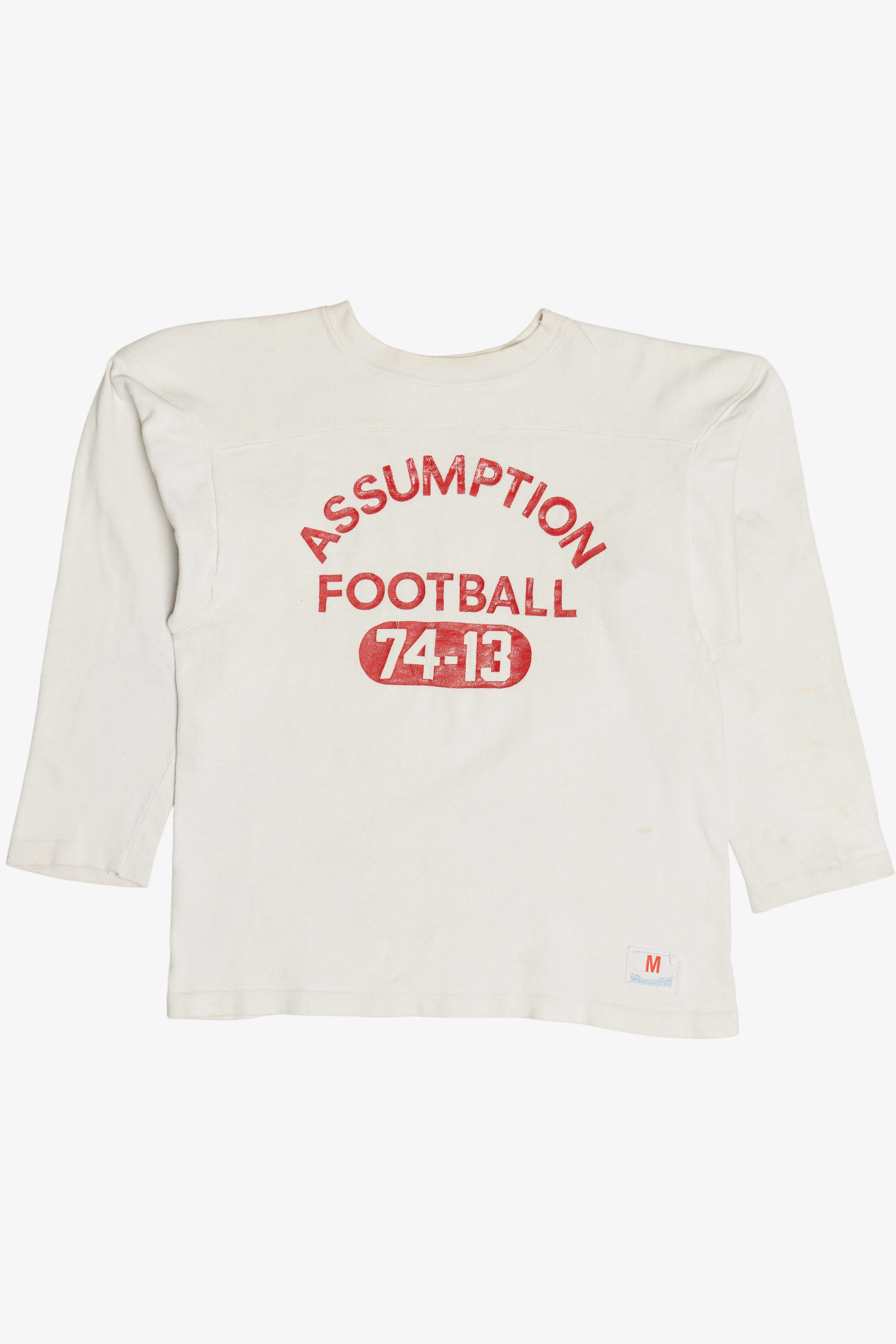 Vintage Champion "Assumption Football" 74-13 Padded Elbow Football Jersey Sweatshirt (1970s)