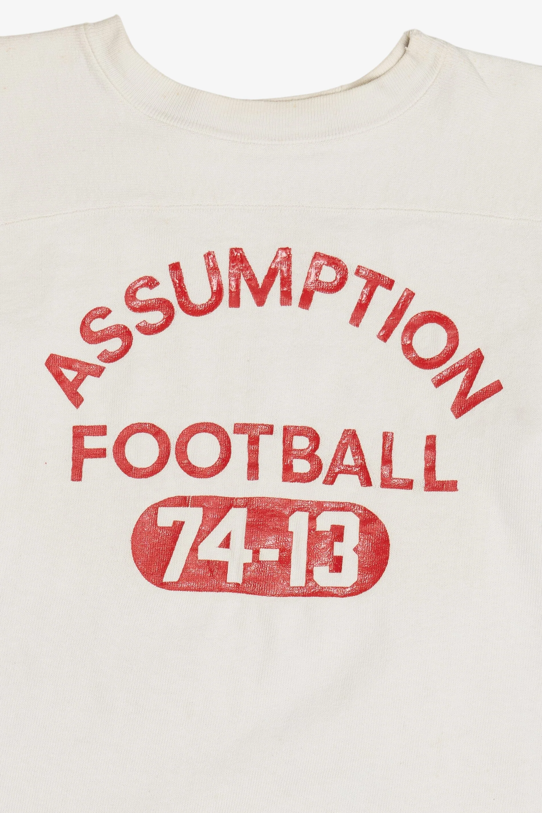 Vintage Champion "Assumption Football" 74-13 Padded Elbow Football Jersey Sweatshirt (1970s) - Image 2