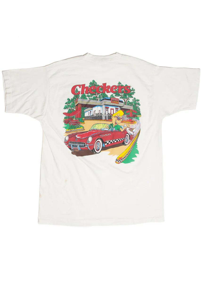 Vintage Checkers Restaurant T-Shirt - Image 2