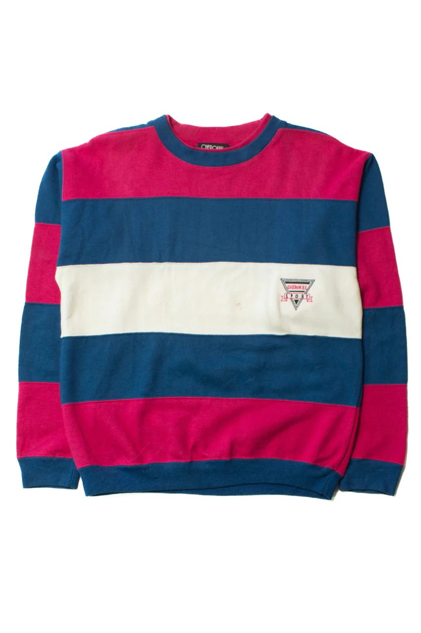 Vintage Cherokee Sport Striped Sweatshirt (1990s) - Image 2