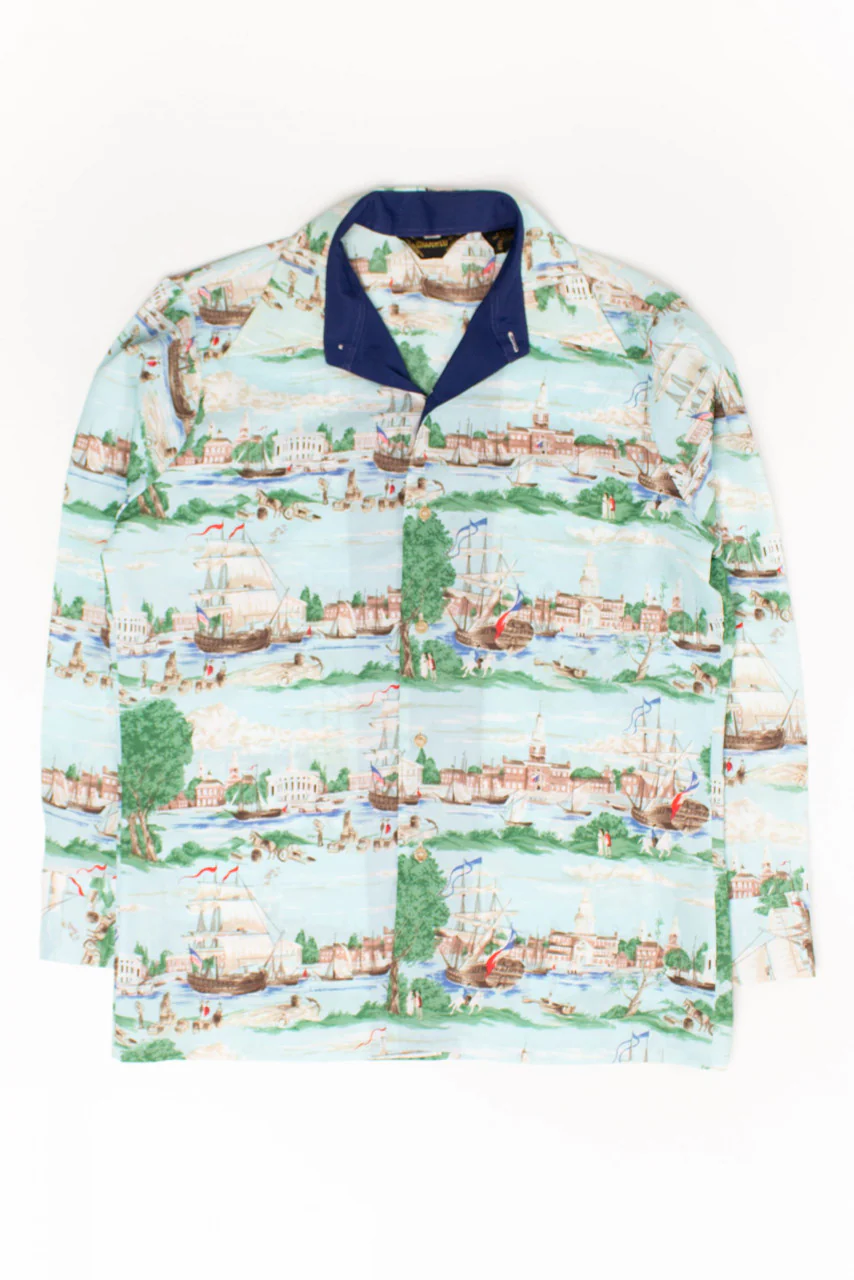Vintage Colonial Harbor Button Up Shirt - Image 2