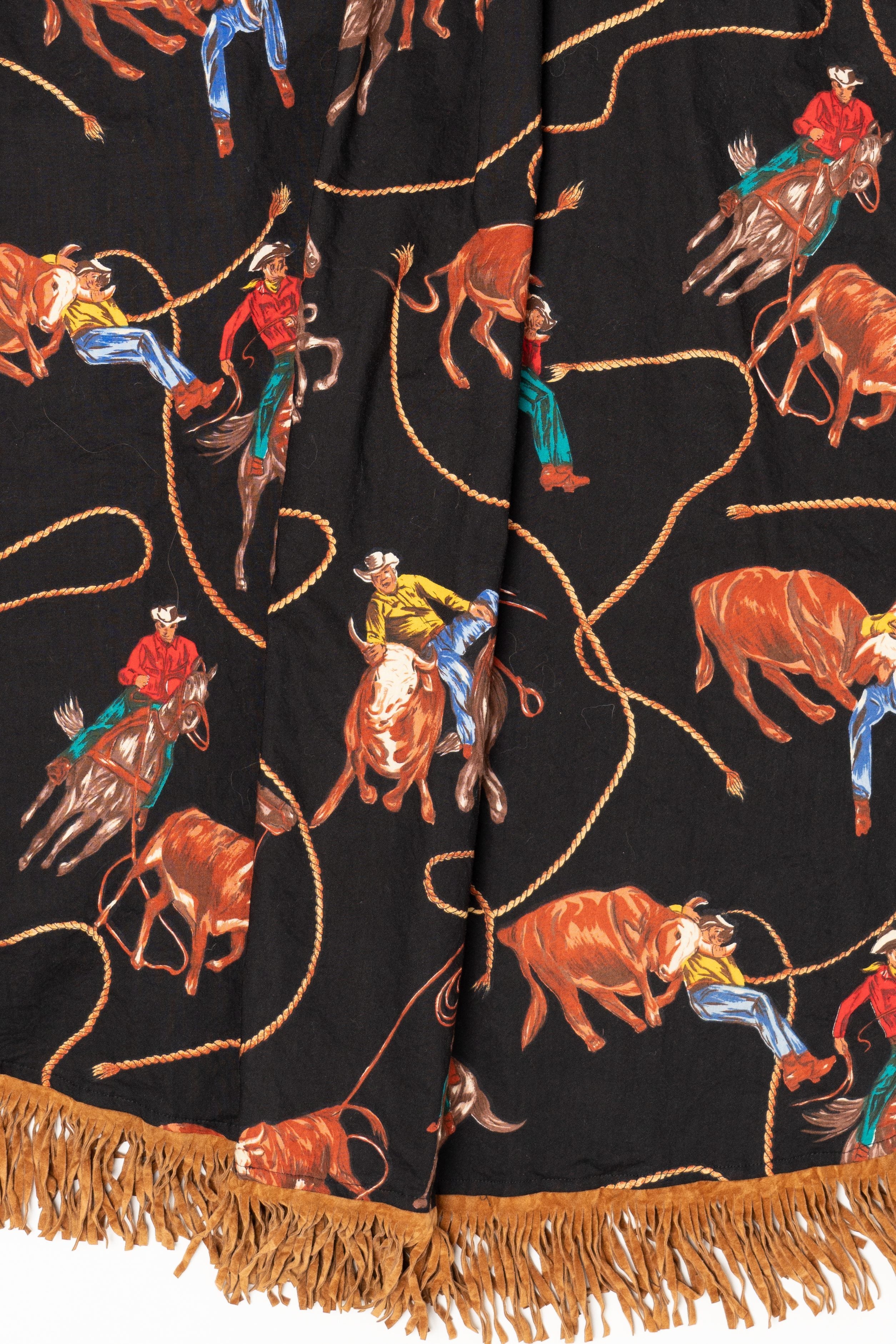 Vintage Cowboy Pattern Circle 7 Skirt (1990s) - Image 3