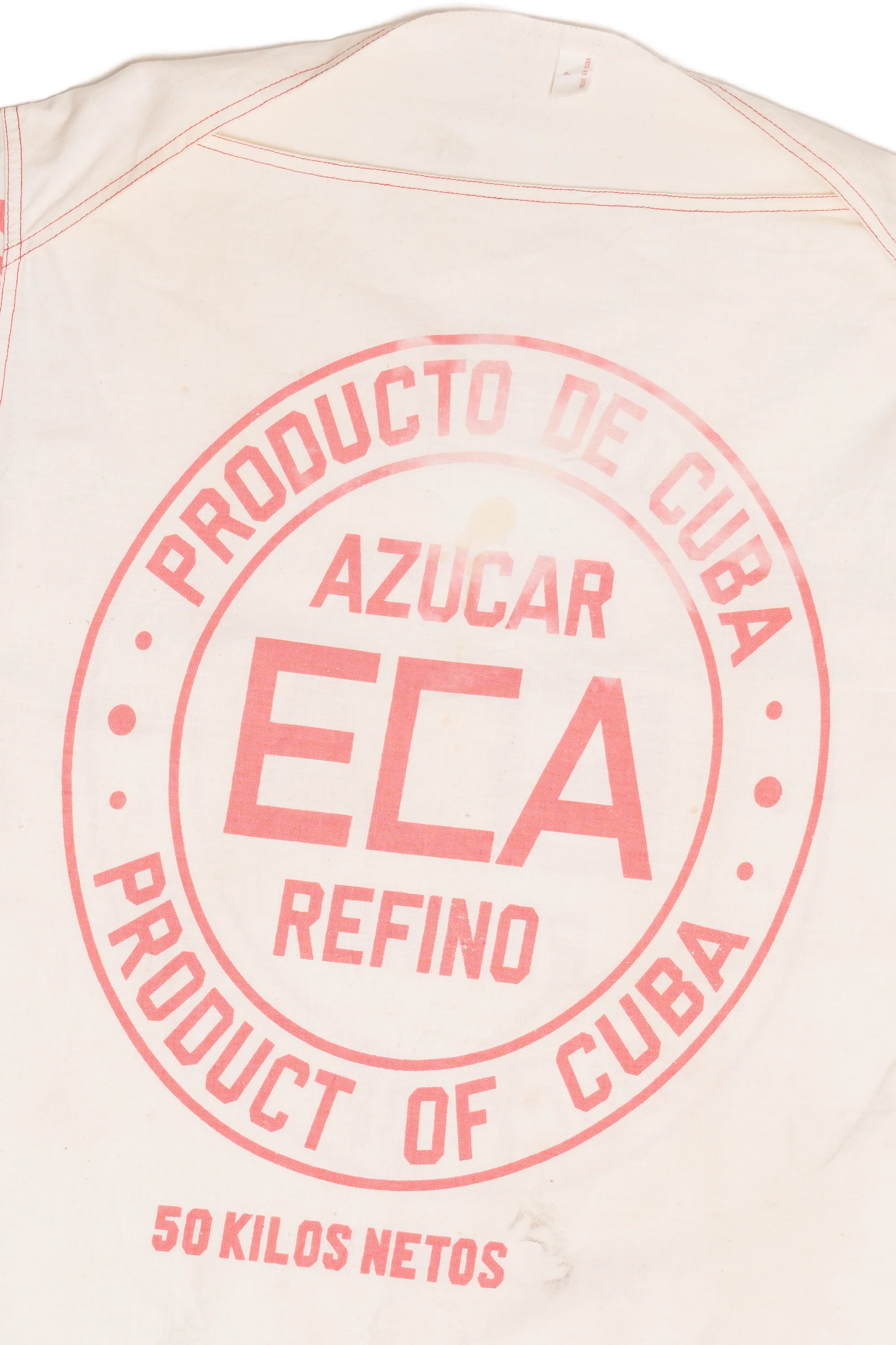 Vintage Cuban Handmade "ECA Azucar Refino" Sugar Sack Top - Image 3
