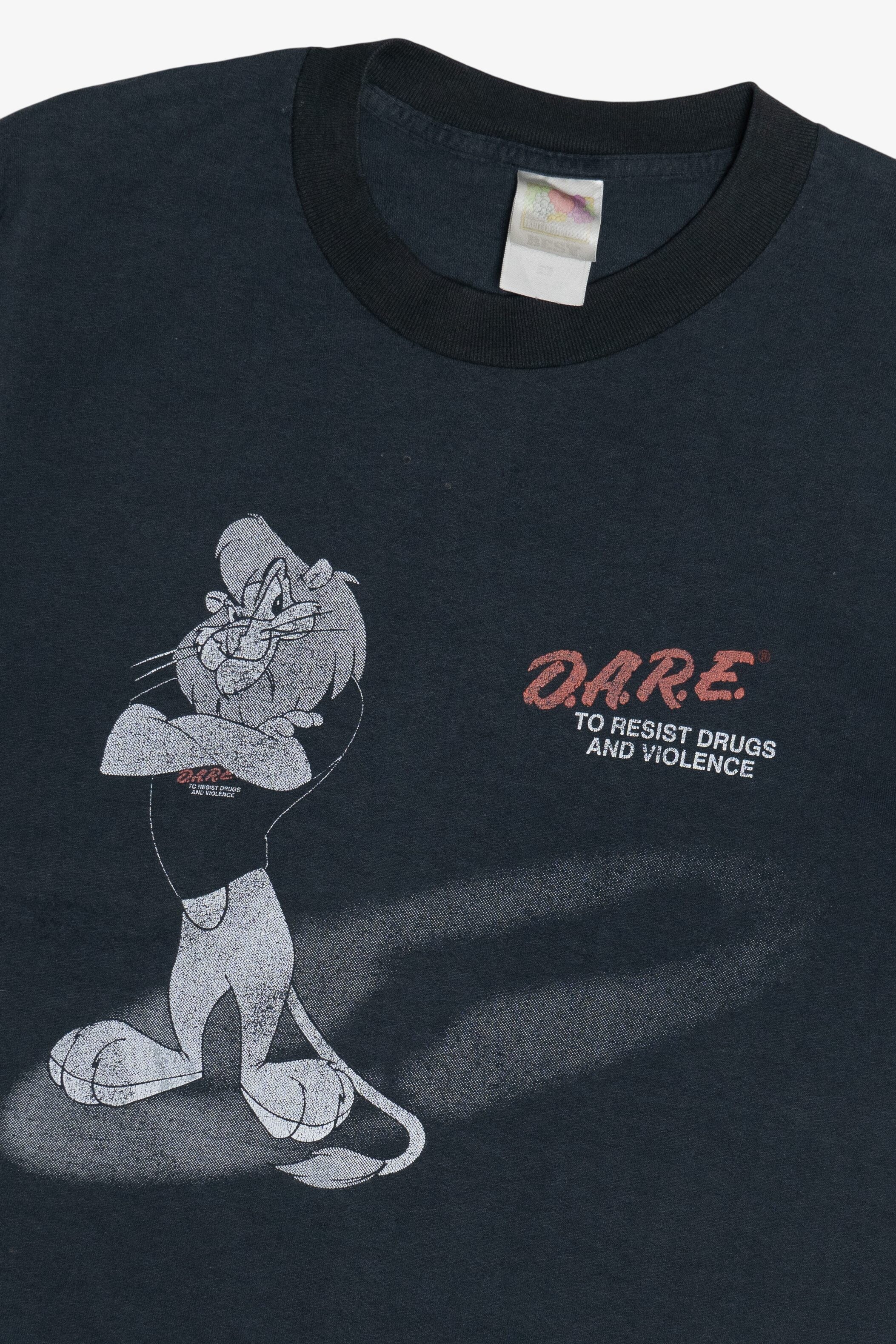 Vintage D.A.R.E. "To Resist Drugs And Violence" Lion Mascot Houston PD T-Shirt (1990s) - Image 2