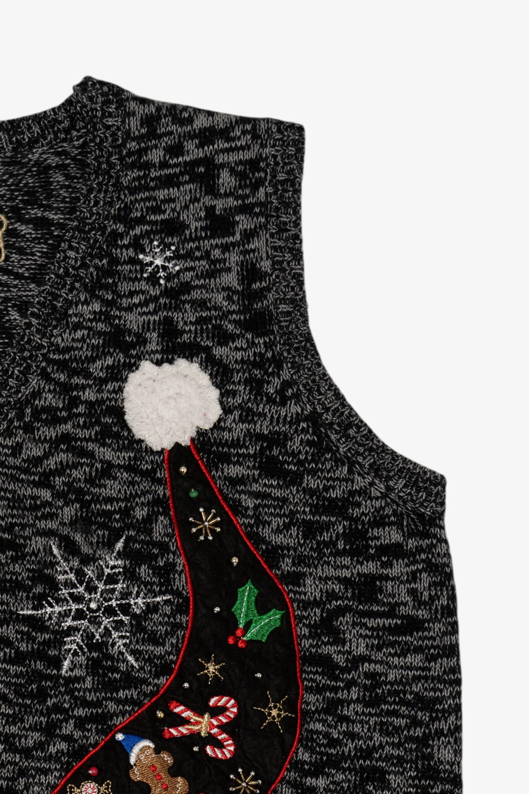 Vintage Dark Gray Holiday Time Santa "Ho Ho Ho" Ugly Christmas Vest (2000s) - Image 7