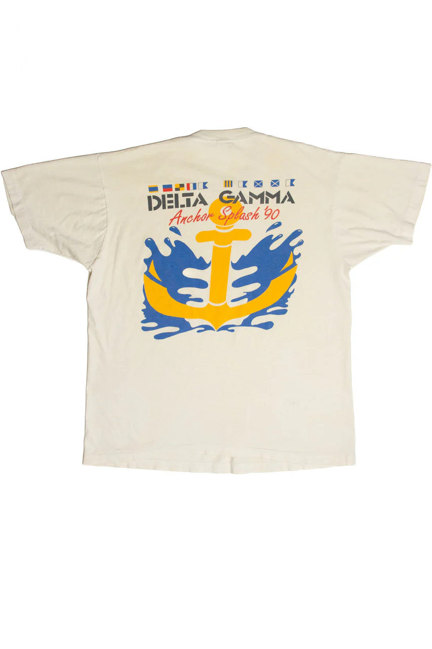 Vintage Delta Gamma Anchor Splash 1990 T-Shirt - Image 5