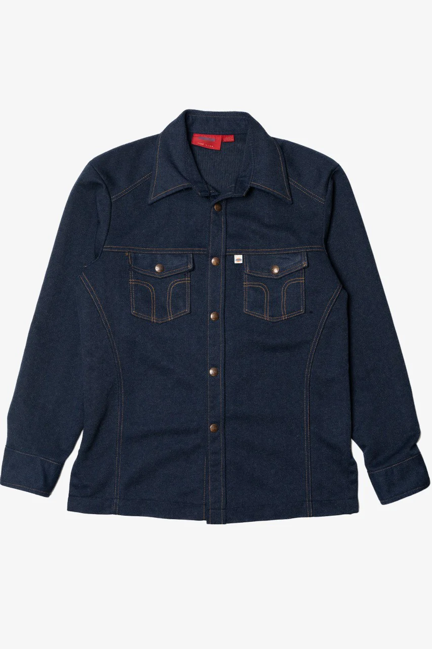 Vintage Dickies Poly Denim Snap Button Up Shirt