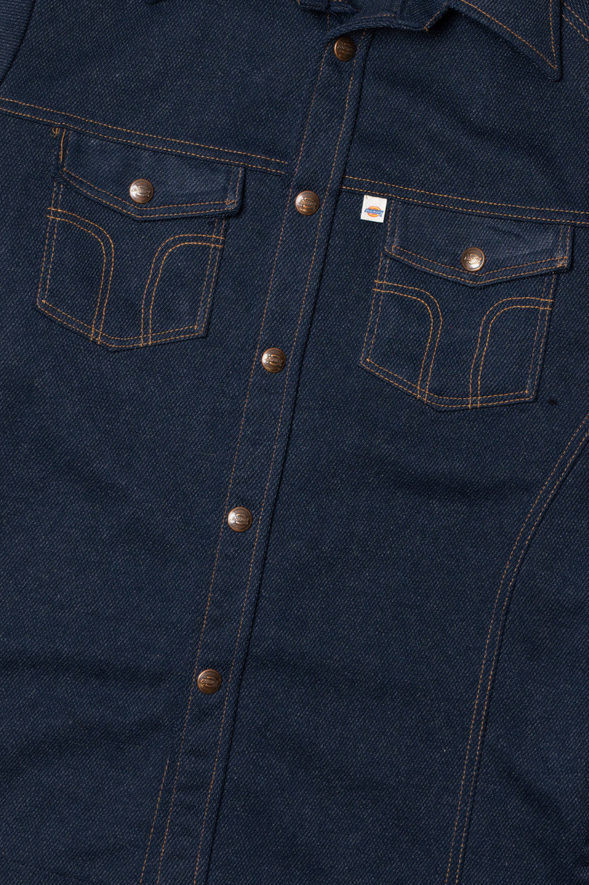 Vintage Dickies Poly Denim Snap Button Up Shirt - Image 3
