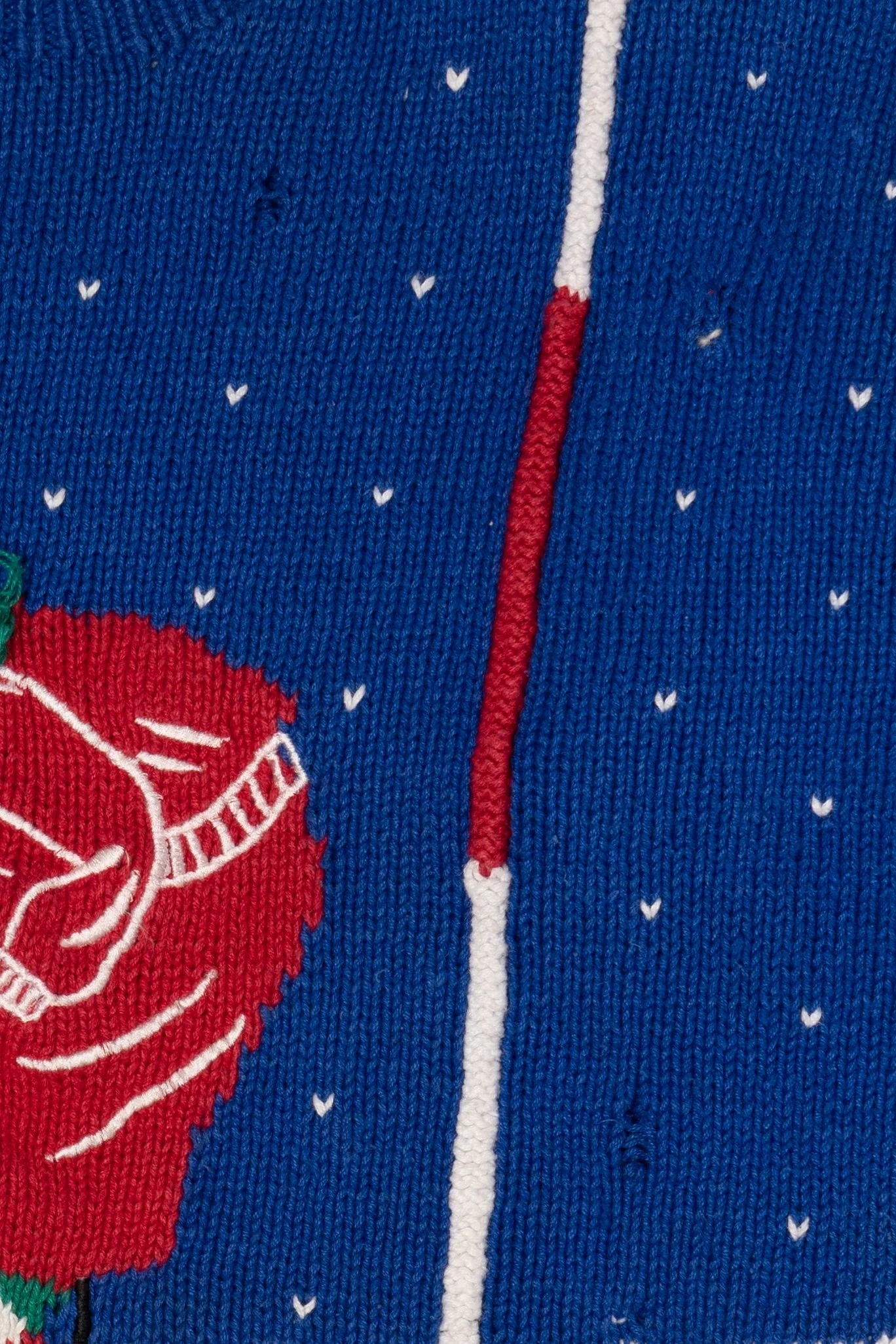 Vintage Distressed Hand Knit Santa Golfing Christmas Pullover (1990s) - Image 6