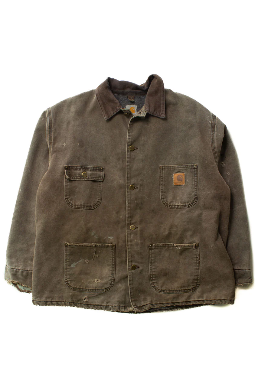 Vintage Distressed Olive Carhartt Chore Coat C02CHT (1990s) - Image 2