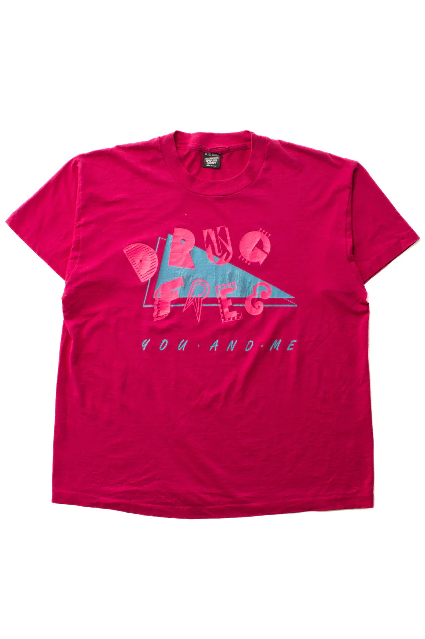 Vintage Drug Free You And Me T-Shirt (1990s) - Image 3