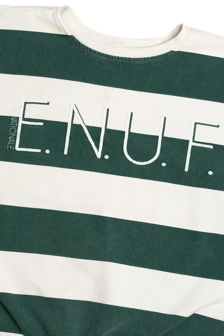 Vintage "E. N. U. F. Internationale" Striped Sweatshirt - Image 2
