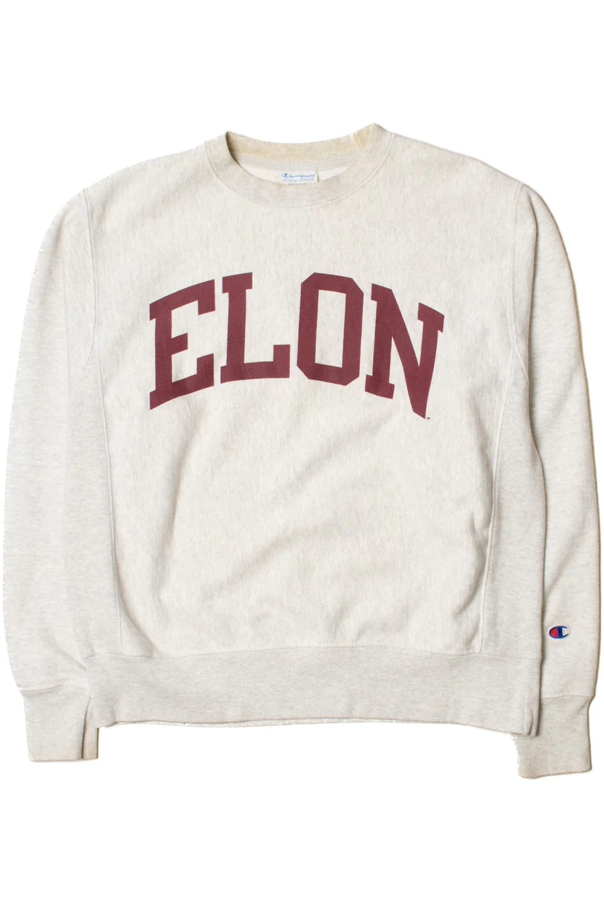 Vintage Elon University Champion Reverse Weave Sweatshirt - Image 2