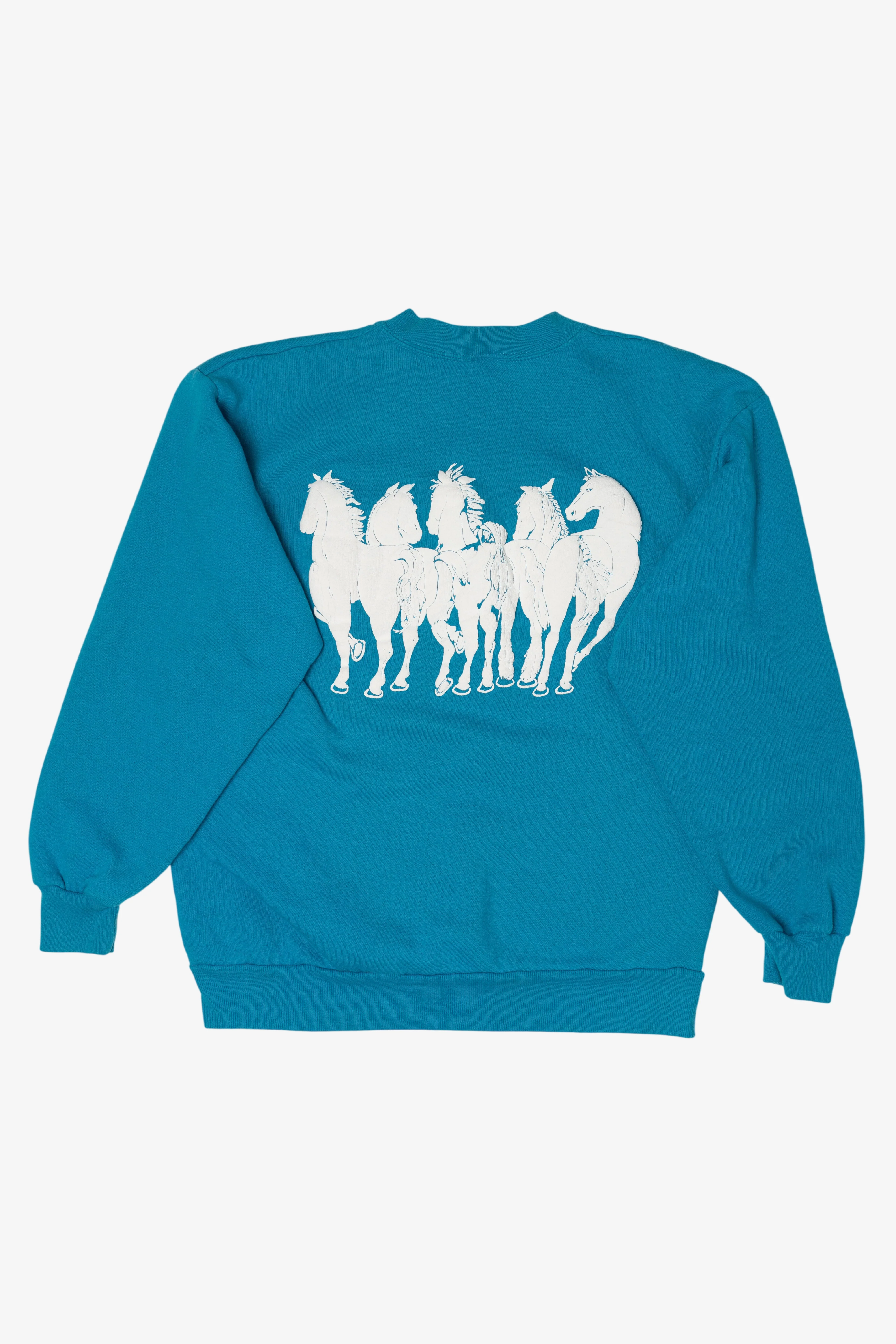 Vintage Embossed Horses Front/Back Sweatshirt (1990s) - Image 2