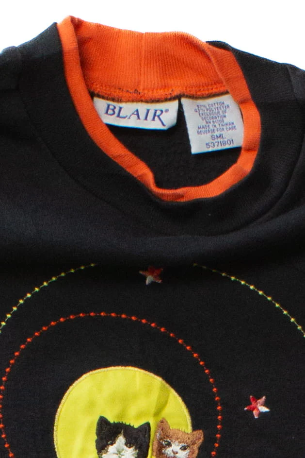 Vintage Embroidered Cats Halloween Sweatshirt (1990s) 679 - Image 3