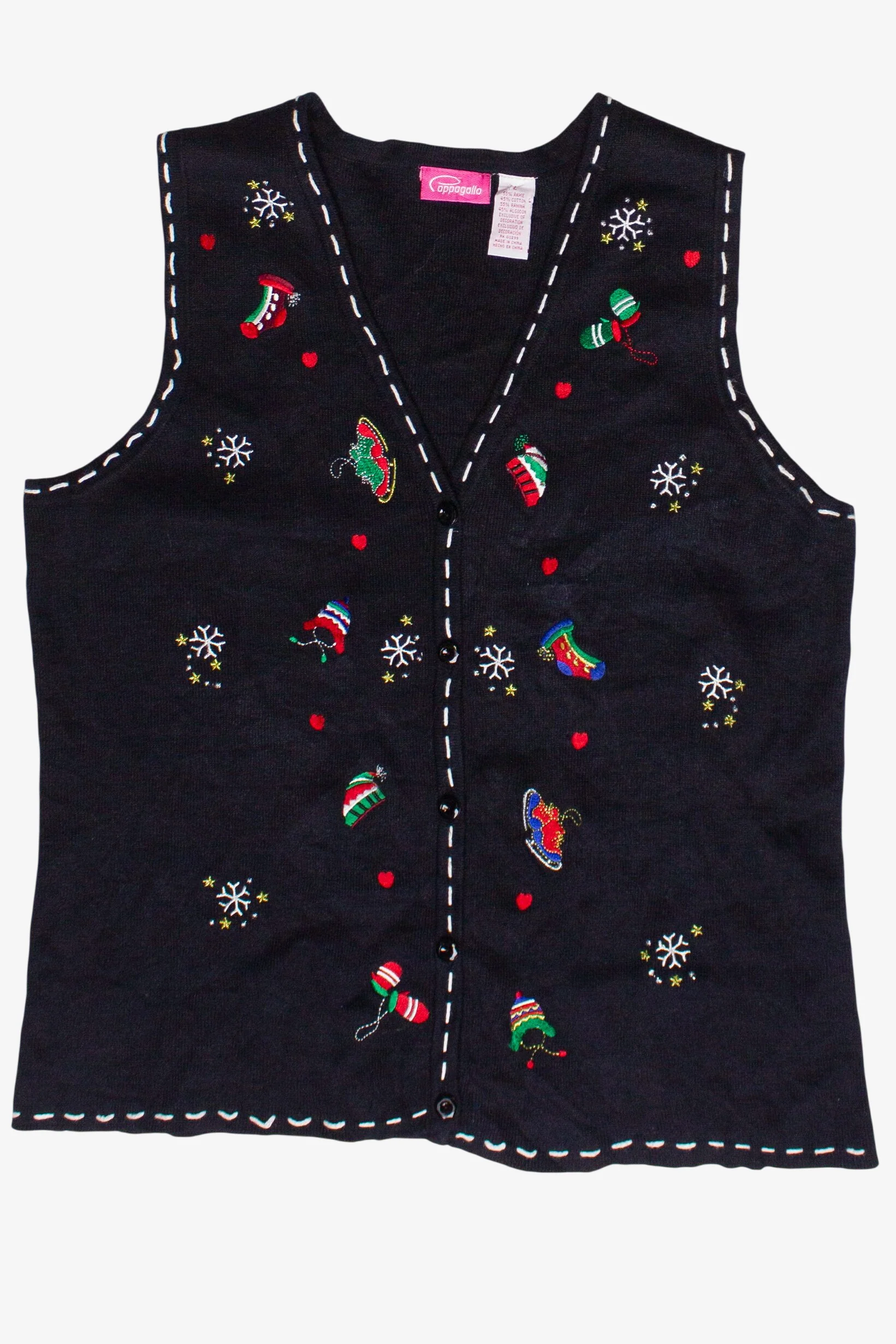 Vintage Embroidered Snowflakes Winter Fun Ugly Christmas Vest