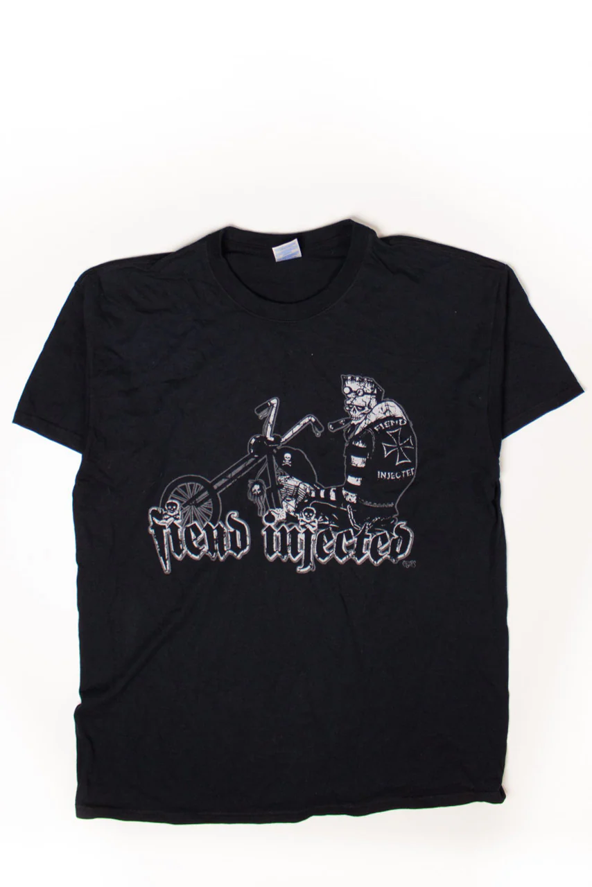 Vintage "Fiend Infected" Funny Biker T-Shirt (2000s) - Image 2