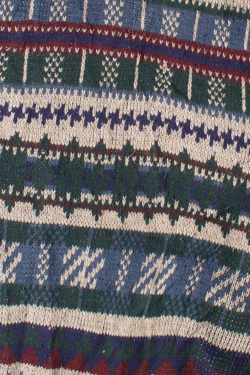 Vintage Fine Line Geometric Stripe Pattern 80s Sweater - Image 2