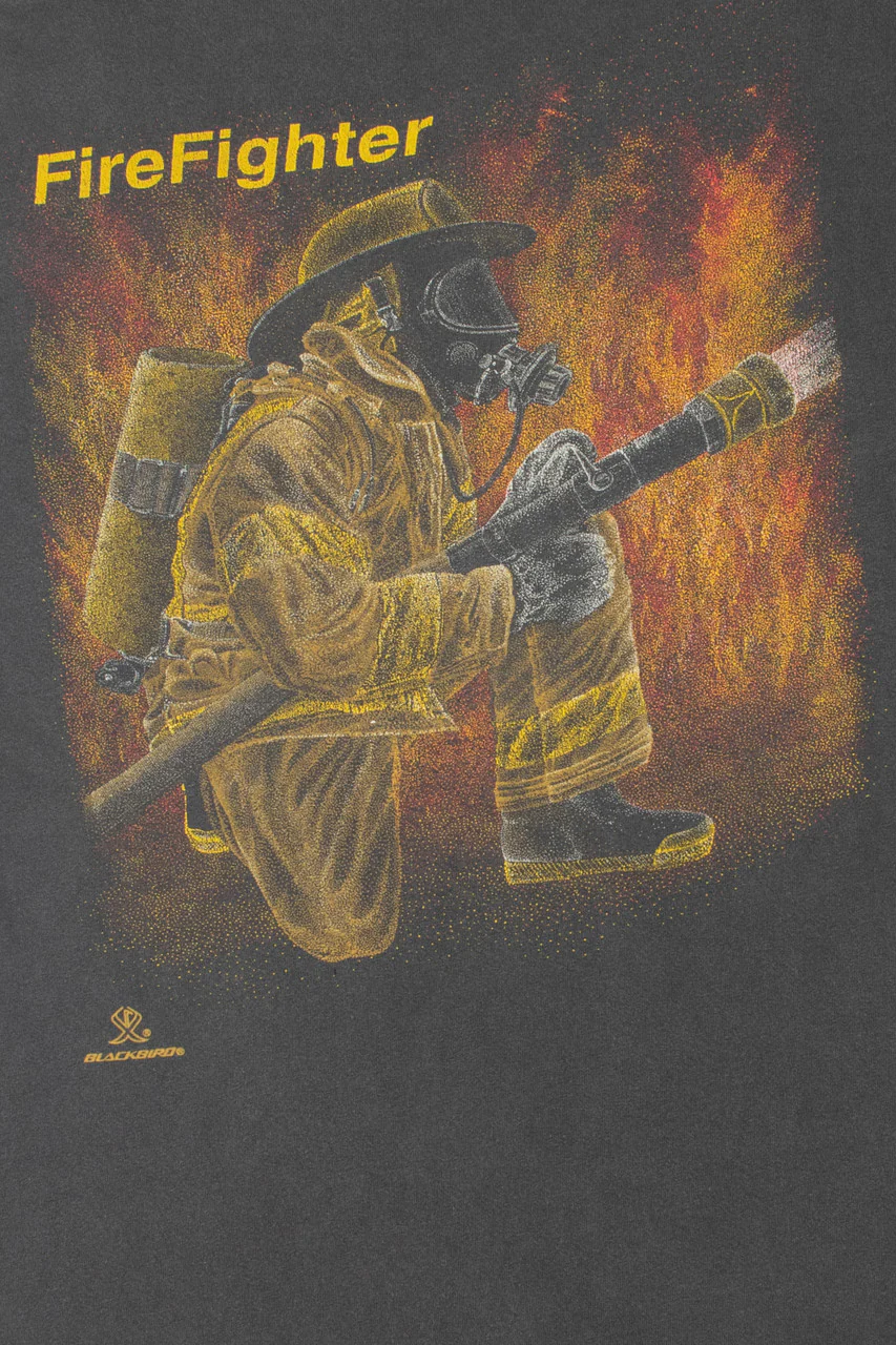 Vintage FireFighter "Off Duty" Single Stitch T-Shirt - Image 2
