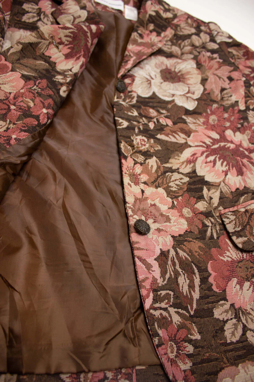 Vintage Floral Three Button Blazer (1990s) - Image 3