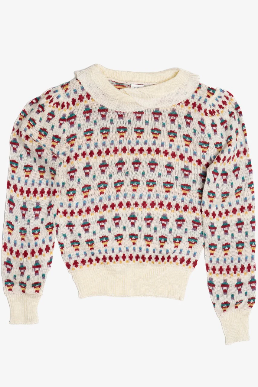 Vintage Flutter Collar Berries 80s Sweater
