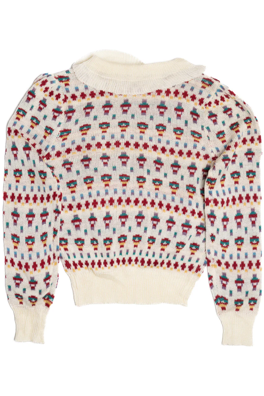 Vintage Flutter Collar Berries 80s Sweater - Image 2